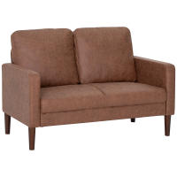 HOMCOM Sofá de 2 Plazas, Tapizado en Microfibra, Sofá Moderno con Patas de Madera, Reposabrazos, para Salón, Dormitorio, Oficina, Sala de Estar, 130x78x85 cm, Marrón - details 0