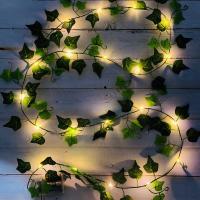1Pack De Vinateras Artificiales Con 20 Luces De Cadena LED Falsas Hojas De Hiedra Para Decoración De Pared Habitación Jardín Oficina Bodas - details 3