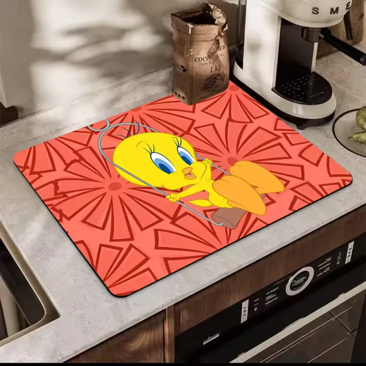 Alfombrilla De Cocina Looney Tunes T-Tweety Bird Absorbente Y Antideslizante Estilo Retro Para Secar Platos Y Cubiertos - 1