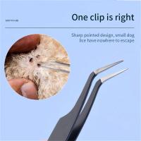 Herramienta Profesional Para Eliminar Pulgas Y Garrapatas En Perros Y Gatos Acero Inoxidable 2-en-1 Pinzas Para Eliminar Piojos Tamaño 14.5cm - details 4
