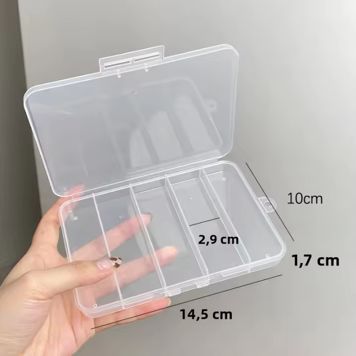 Caja De Almacenamiento Para Joyas Organizador De Perlas Y Contenedores De Bricolaje De Plástico Transparente Con 5/6 Compartimentos - 1