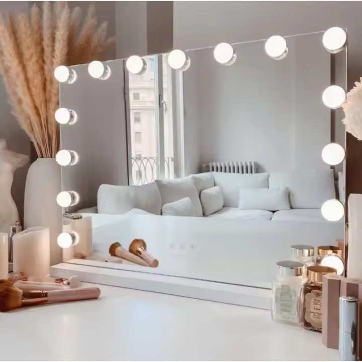 Espejo de Maquillaje con Iluminación LED: Tocador con 15 Bombillas, 3 Modos de Luz, Control Táctil, USB Recargable  Espejo de Maquillaje con Aumento y Luz para Maquillaje (ESP001 3990 6990 D7) - 1