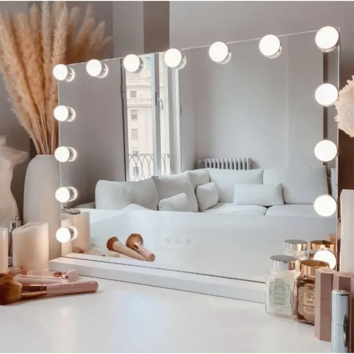 Espejo de Maquillaje con Iluminación LED: Tocador con 15 Bombillas, 3 Modos de Luz, Control Táctil, USB Recargable  Espejo de Maquillaje con Aumento y Luz para Maquillaje (ESP001 3990 6990 D7) - 1
