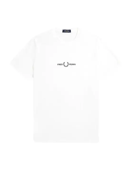 Camiseta Fred Perry Bordada Hombre Blanco - 1