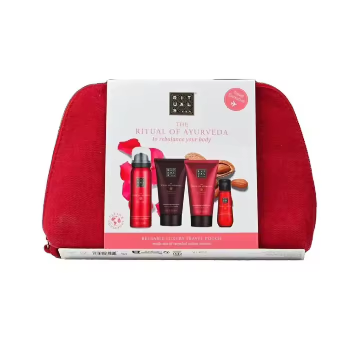 Rituals - The Ritual Of Ayurveda - Set de viaje con Champú 70 Ml. + Acondicionador 70 Ml. + Gel de ducha 50 Ml. + Aceite Seco cuerpo y pelo. Con neceser reutilizable incluido. - 1