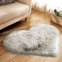 Alfombra De Imitación De Lana De Oveja No Esmerilada Antideslizante Para Dormitorio Alfombra De Pelo Largo En Forma De Corazón Y Color Sólido Para Decoración Del Hogar - details 10