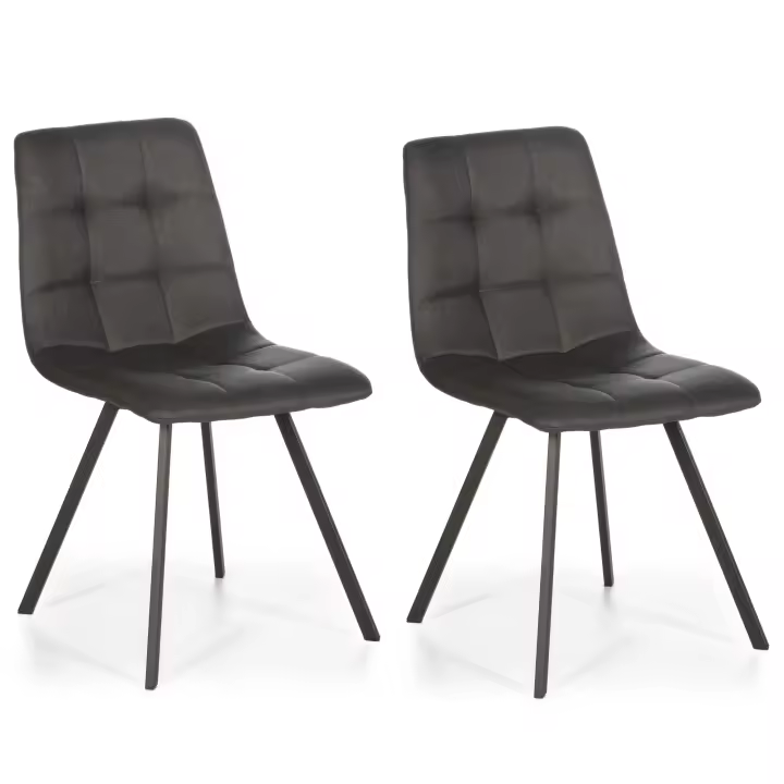 VS Venta-Stock Pack 2 Sillas Mila Gris Oscuro Tapizadas en Tela con Patas Metálicas Negras - 1