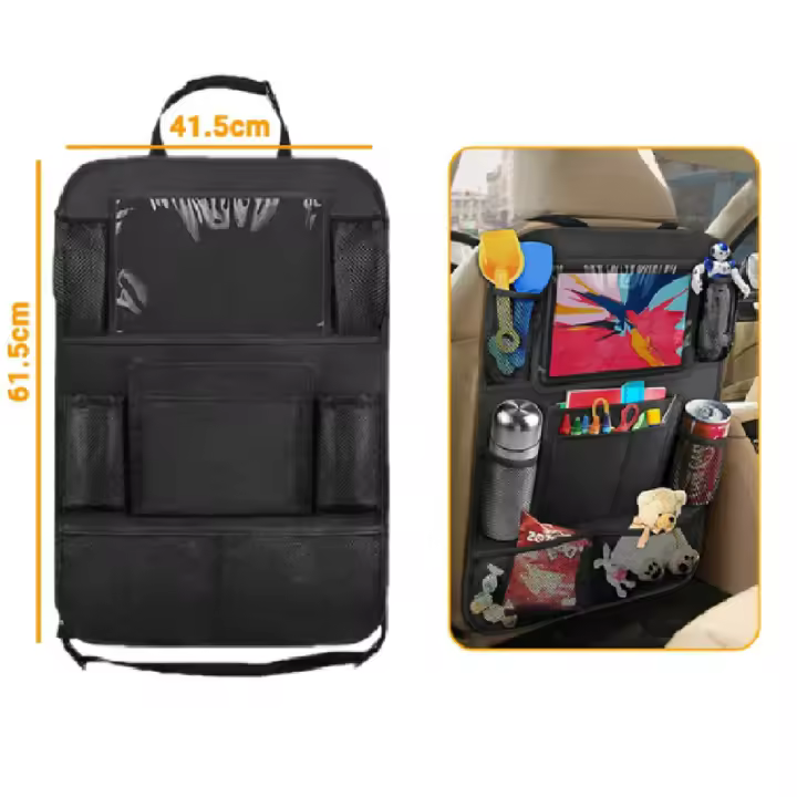 BARAC Organizador de asiento trasero de coche con pantalla táctil, soporte para tableta, bolsillos de almacenamiento, cubierta, protectores traseros de asiento de coche para viajes, niños - 1