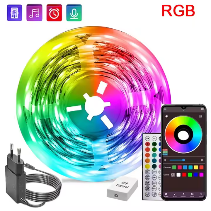 Tiras De Luces LED RGB Flexibles 10m 20m 30m 40m Sin Fitas Para Decoración De Habitación Y TV Compatible Con Música Mikenoon - 1
