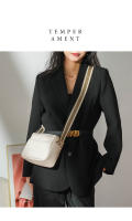 Bolso De Hombro Para Mujer En Cuero Sólido Con Correa Ancha De Tela Bolso Cruzado De Moda Con Cierre De Cremallera Bolsa De Mano Versátil - details 0