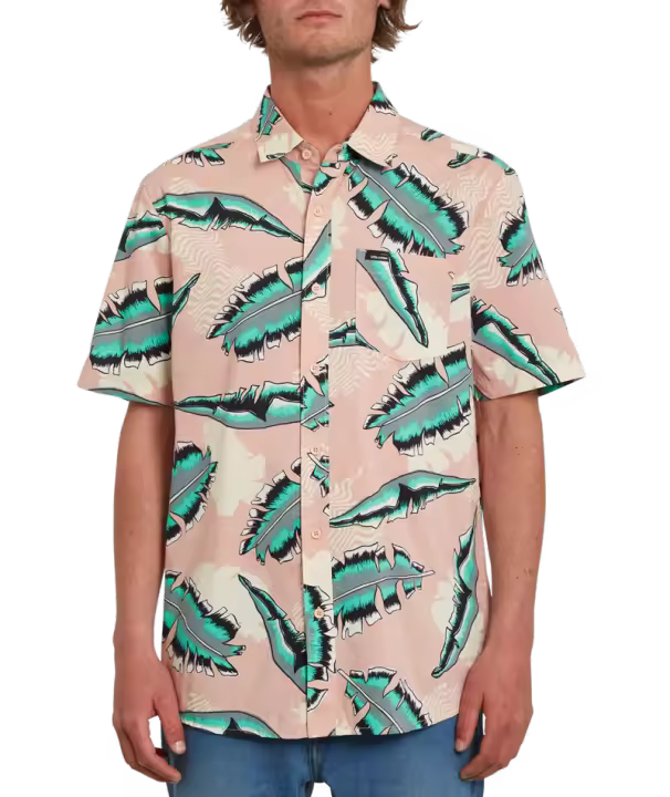 Camisa Manga Corta Hombre Volcom Detoonator Misty Rose Estilo Surfero - 1