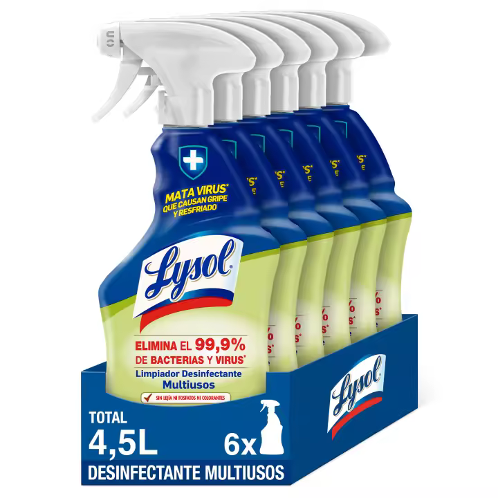 Lysol Spray desinfectante y limpiador multiusos, aroma frescor manzana - Pack 6x750 ml - 1