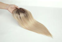 Extensiones De Cabello Humano Remi Ombre Rubio Para Mujeres Tope Con Flequillo Base De Seda Clip in Extensión De Cabello Para Mujeres Con Poco Cabello - details 2