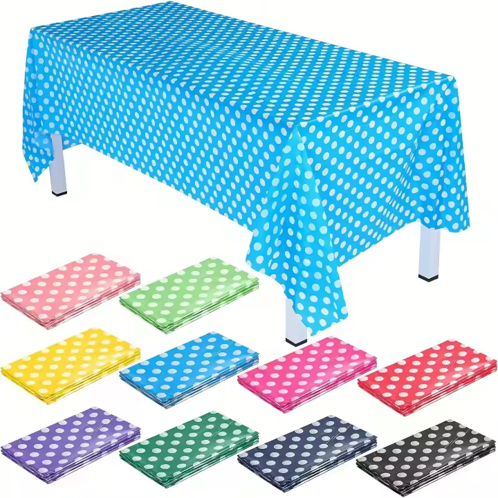Mantel Desechable Rectangular De Polka Dot Impermeable Y Resistente Al Aceite Para Hogar Y Fiestas Material PEVA Para Restaurantes Y Hoteles - 1