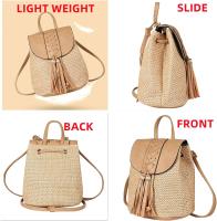 Mochila de paja para Mujer, Bolso de Playa vestido a mano de Verano, Bolso Escolar, mochila de viaje, de moda Bohemio - details 3