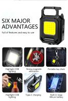 Linterna De Bolsillo XPE 1000LM COB LED Mini Linterna De Llave USB Recargable Impermeable IPX4 Para Camping Y Senderismo Al Aire Libre - details 2
