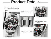 Reloj De Moda Para Hombre En Acero Inoxidable Lujo Con Calendario Reloj De Pulsera De Cuarzo Negocio Reloj Masculino - details 2