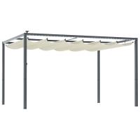 Outsunny Pérgola de Aluminio con Luces LED 4x3 m Cenador de Jardín Gazebo con Solares Techo Retráctil Impermeable Anti-UV Pabellón para Patio Terraza Crema y Gris - details 0