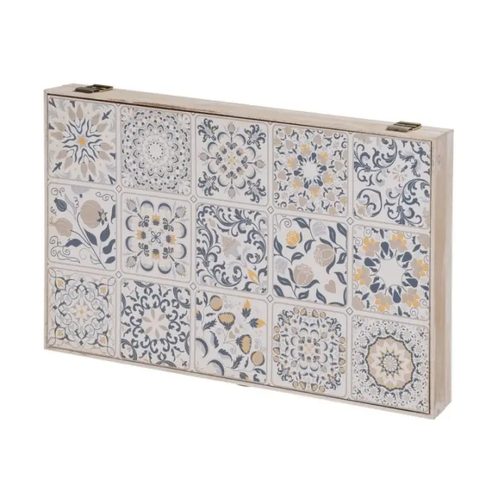Dcasa Tapa contador de luz o cubrecontador electricos de madera moderno azulejos azules de 46x6x32 cm - 1