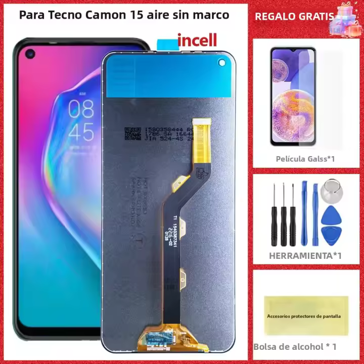 Pantalla LCD De 6.6" Para Tecno Camon 15 Air CD6 CD6S Con Digitizador De Pantalla Táctil Repuesto De Reparación Compatible Con CD6 Sin Rayones Ni Pixels Muertos - 1