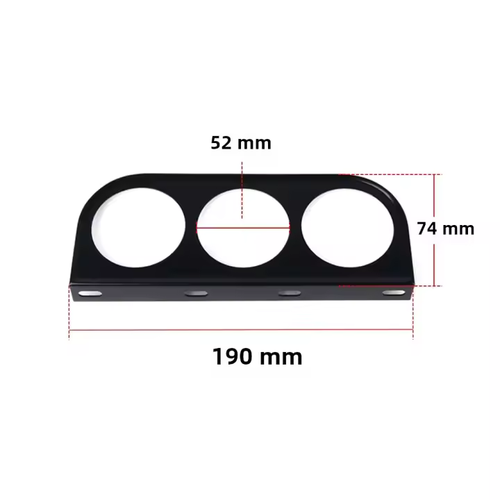 Soporte De Medidor Universal 52MM En Negro Para Coche Ajustable Para Agujeros Doble/Triple/Simple Con Diseño De Plata - 1