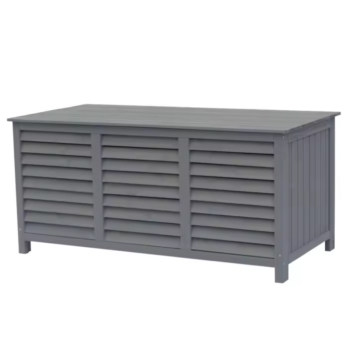 Baúl para jardin en madera "Macao"  - 130 x 64 x 60 cm - Antracita - 1