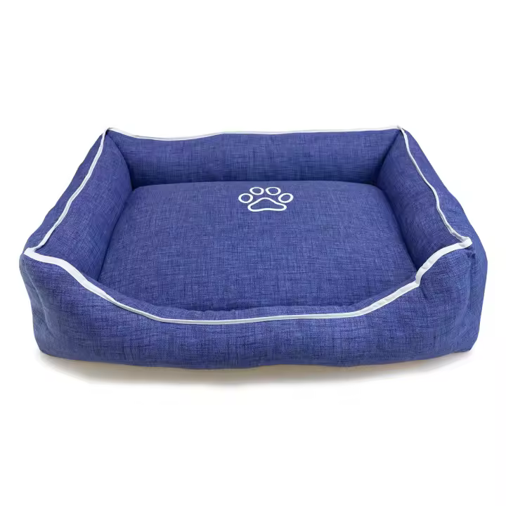 Cama Cama cuadrada Azul con Huella y Ribete 55x46x17cm - 1