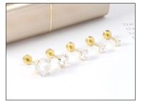 Pendientes De Estilo Clásico Para Mujer Y Hombre Con Zirconia Brillante Y Cuentas Redondas Acero Inoxidable 16G 3-8mm - details 5