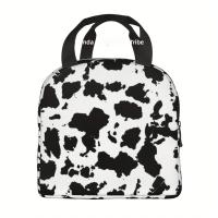 Bolsa De Almuerzo a Prueba De Calor Con Estampado De Vaca Reutilizable Para Camping Picnics Y Salidas a La Playa Diseño Negro Y Blanco Oxford Resistente - details 3