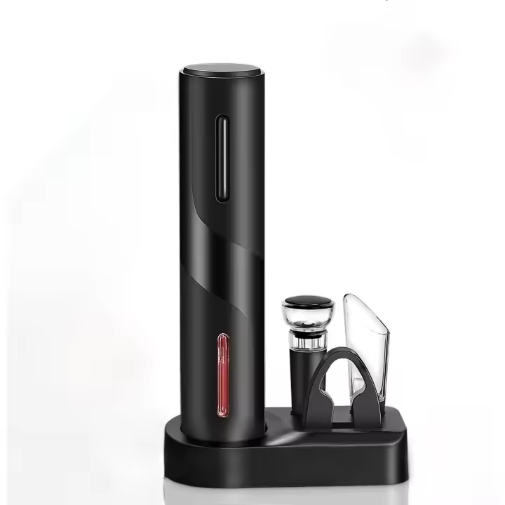 Sacacorchos Eléctrico a Pilas con Base y 4 Accesorios – Corta cápsulas, Tapón de Silicona, Aireador de Vino y Base Organizador – Regalo Elegante para Amantes del Vino - 1