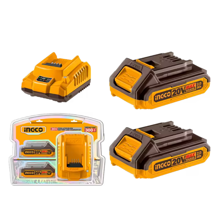 Ingco Pack 2 baterías 20V 2,0Ah + Cargador FBCPK1222E - 1