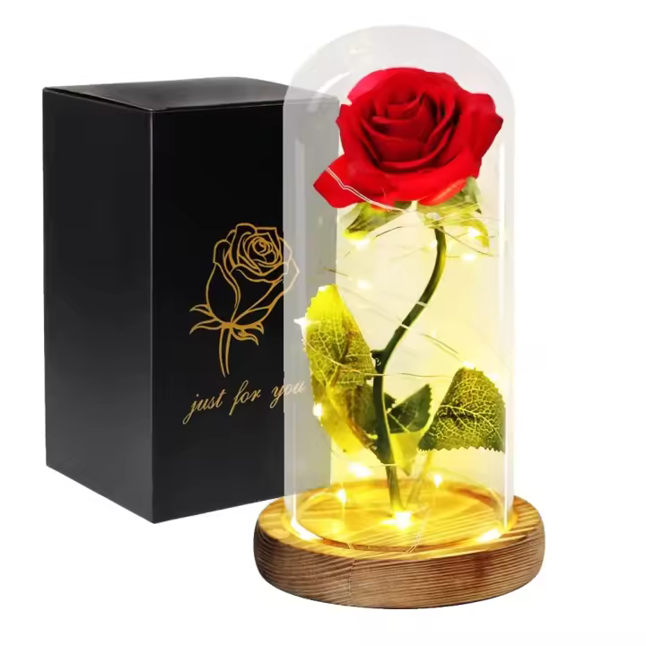 Rosa Eterna De Cristal Con Flores Artificiales Belleza Y El Bestia Regalo Para San Valentín Boda Cumpleaños Decoración - 1