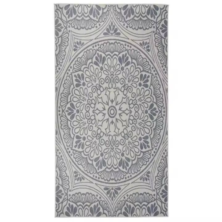 vidaXL Alfombra de exterior de tejido plano rayas azules 80x150 cm - 1