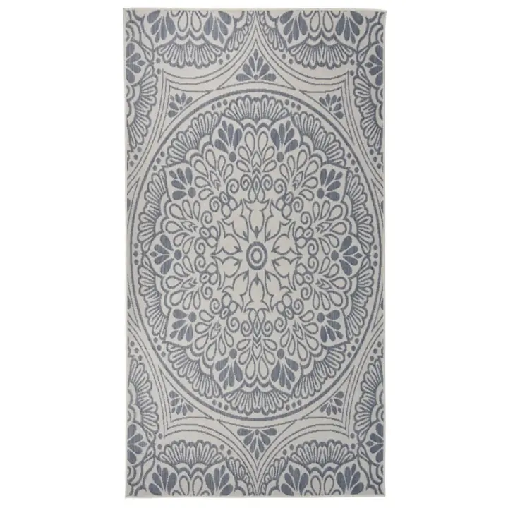 vidaXL Alfombra de exterior de tejido plano rayas azules 80x150 cm - 1