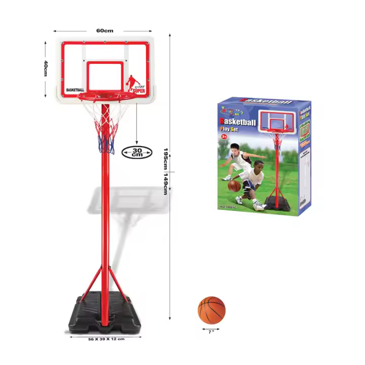 Canasta baloncesto pie regulable, tablero 60X40 altura 1,49 a 195 cm (Pl Ociotrends PL0507) - 1