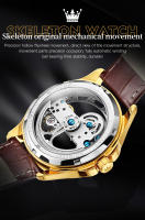 Reloj Mecánico Para Hombre OLEVS 6661 Con Esqueleto Resistente Al Agua Y Luminoso De Cuero Acero Inoxidable Dial Circular De 41mm - details 7