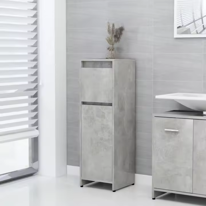 vidaXL Armario de baño contrachapada gris hormigón 30x30x95 cm - 1
