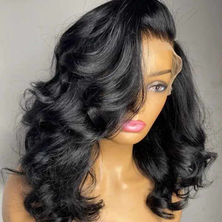 Pelucas De Encaje Frontal Body Wave T Part Bob 13X1 4x1 Remy Brazilian Hair Natural PrePlucked De 180% Densidad Peluca De Cabello Humano Para Modificar Color - 1