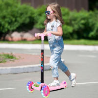 Scooter infantil scooter de tres ruedas con ruedas flash scooter infantil de 3 a 12 años con altura ajustable scooter infantil plegable - details 6