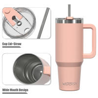 Taza Termo De Acero Inoxidable Watersy 40oz/1200ml Con Asa Y Tapón De Pajita Gran Capacidad Para Mantener Café Y Cerveza Frío Aislamiento Térmico Portátil - details 7