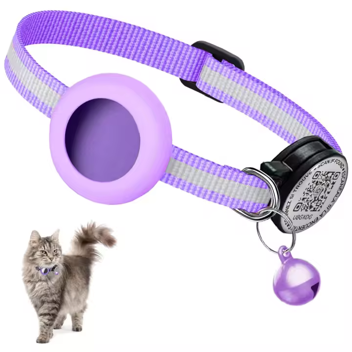 Collar GPS Para Gatos Con Etiqueta QR Y Soporte Para AirTag Cola Reflectante Coletera Para Gatos Airtag Case Gatos - 1