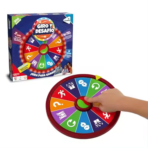 Famogames - Giro y DesafÃ­o, Un Juego de Mesa Familiar de +300 Retos, Gira la Ruleta y Empieza a Divertirte, Dirigido por un Game Master con 4 CategorÃ­as de Cartas, version Español, Famosa (WHE01000) - 1