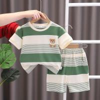 Ropa De Verano Para Bebés Niñas Y Niños Conjunto De 2 Piezas Camiseta Y Shorts Estampado Rayado Casual Unisex Talla Pequeña - details 3