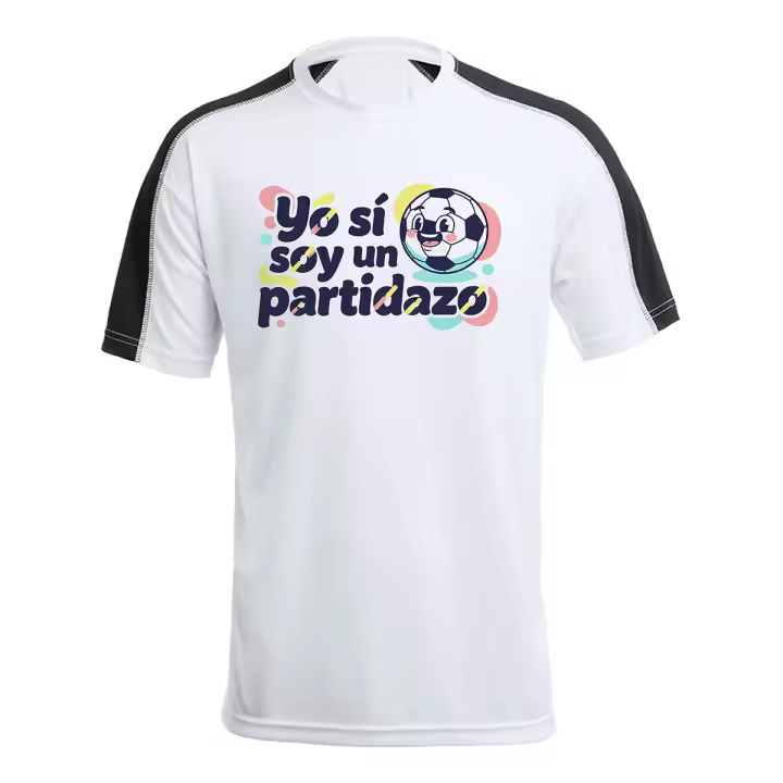 MERCHANDMANIA CAMISETA técnica franja mangas NEGRA frase motivadora graciosa futbol cuerpo chiste tshirt - 1