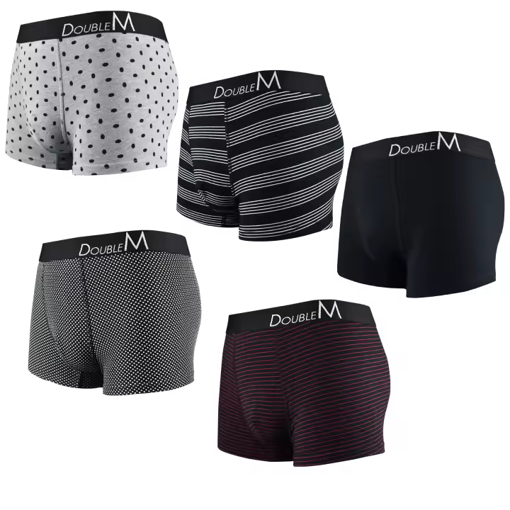 DOUBLE M, Pack de 5 Boxers, Calzoncillos Hombre Algodón, Bóxer Cómodos, Bóxer Hombre Multicolor, Bóxer Estampado, Cinturilla Elástica, Regalo para Navidad, Disponibles en Tallas S,M,L,XL,XXL - 1