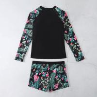 Traje De Baño De Dos Piezas Para Mujer 2024 Con Estampado De Surf Y Flores Long Sleeve Racerback Vest Y Cross Back Spandex Nylon - details 17