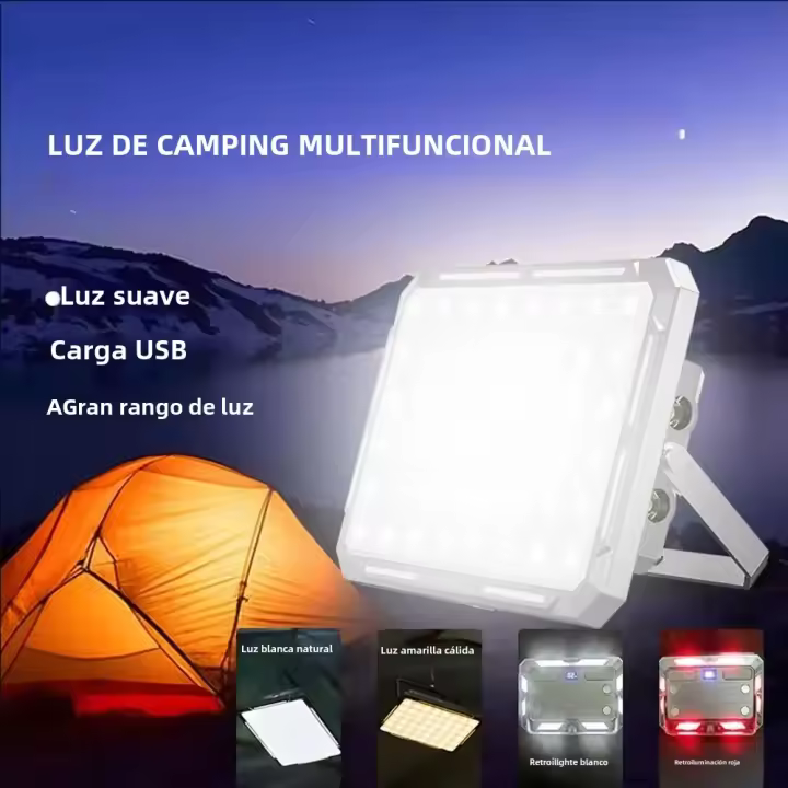 Lámpara De Camping LED Portátil Recargable Con Luz De Búsqueda De Alta Potencia Iluminación Emergente Al Aire Libre Impermeable Con Colgador Para Noche - 1