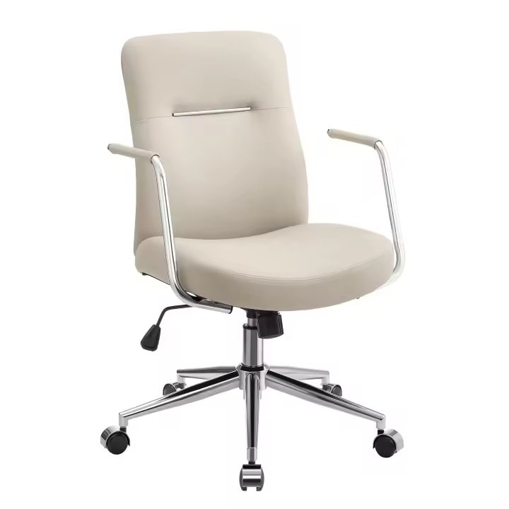 Silla de Oficina Giratoria Ergonómica con Superficie Fácil de Limpiar, Altura Regulable, Asiento Curvado, Respaldo Cómodo, Capacidad 150 kg, Beige, Negro, Rosa - 1