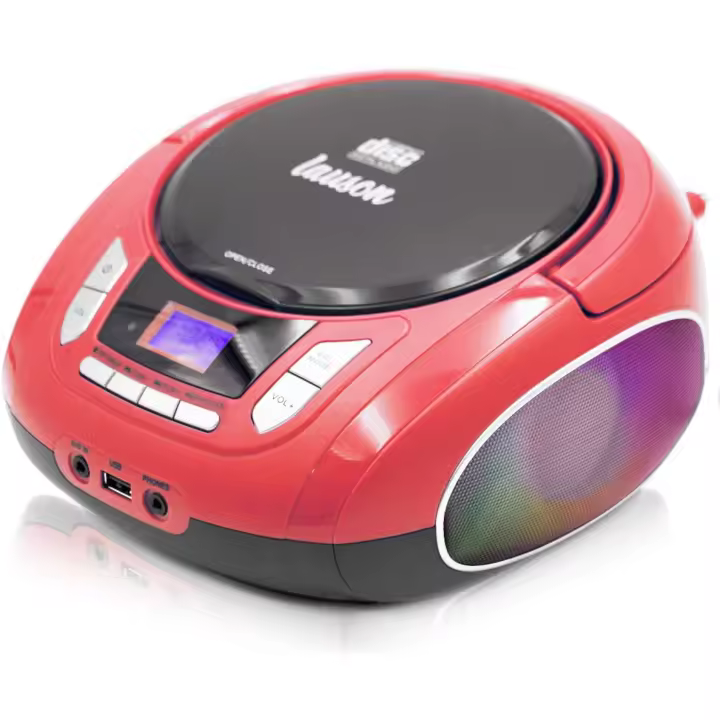Reproductor CD Lauson NXT962 Luces LED Multicolor y Radio FM Rojo - 1
