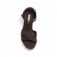 sandalias cuñas mujer color negro de yute cinta al tobillo punta abierta planta acolchada cómodas y ligeras verano 2025 tendencia corina - details 1